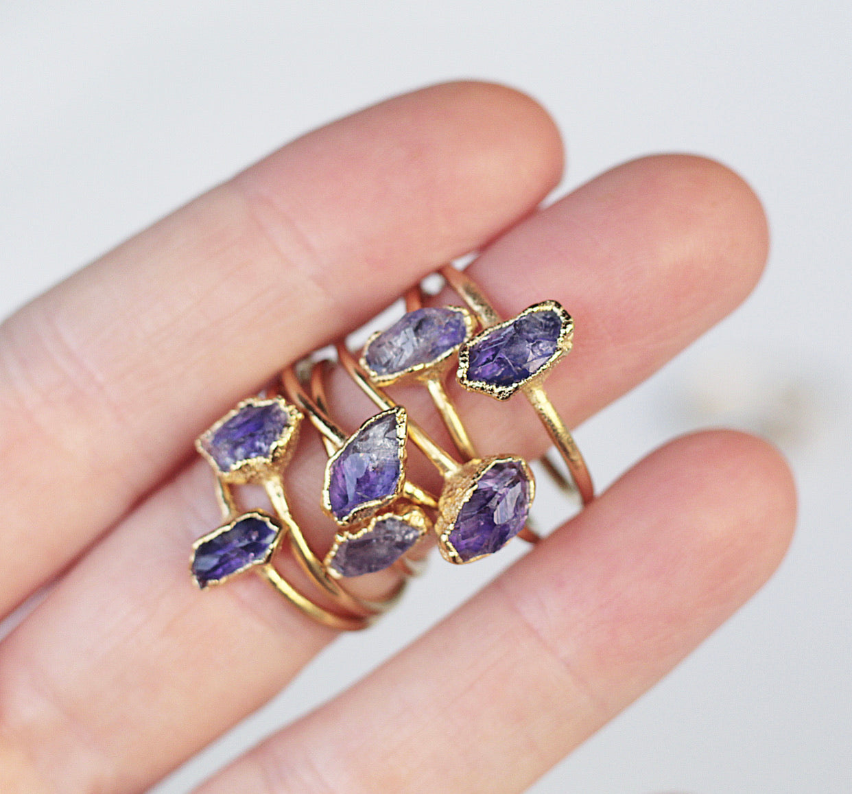 Raw Amethyst Stacking Ring in Gold
