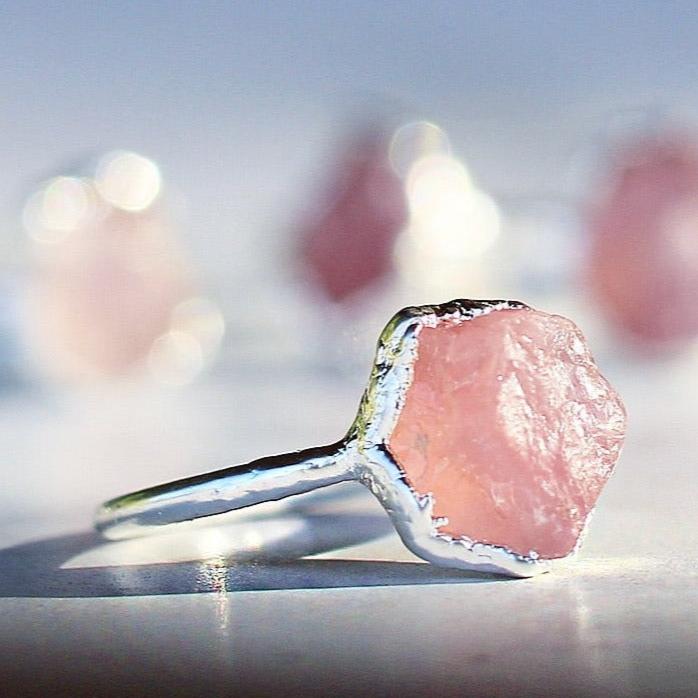 Raw Rose Quartz Ring in Sterling Silver, love stone ring, raw gem ring, rose quartz nugget, uncut rose quartz, birthstone ring, Taurus birthstone, rose quartz ring, sterling silver raw, buddha blossom, blossom jewels