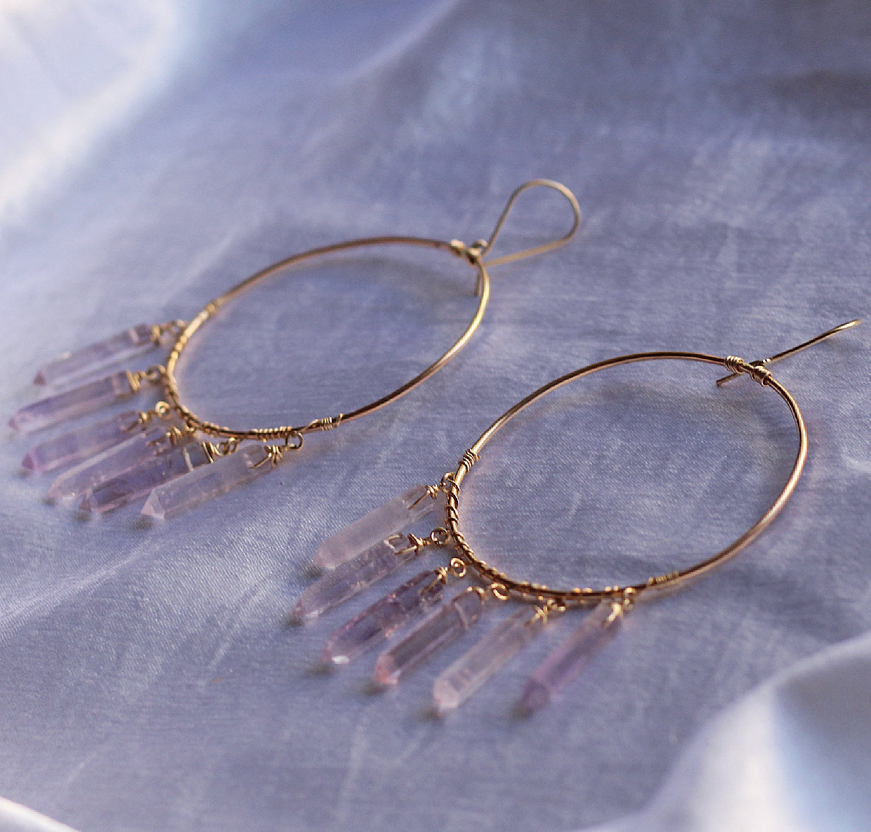 Boho Crystal Statement Earrings, Boho Chandelier Hoops, Crystal Point Statement Hoops, Healing Stone Earrings, Boho Gemstone Hoops