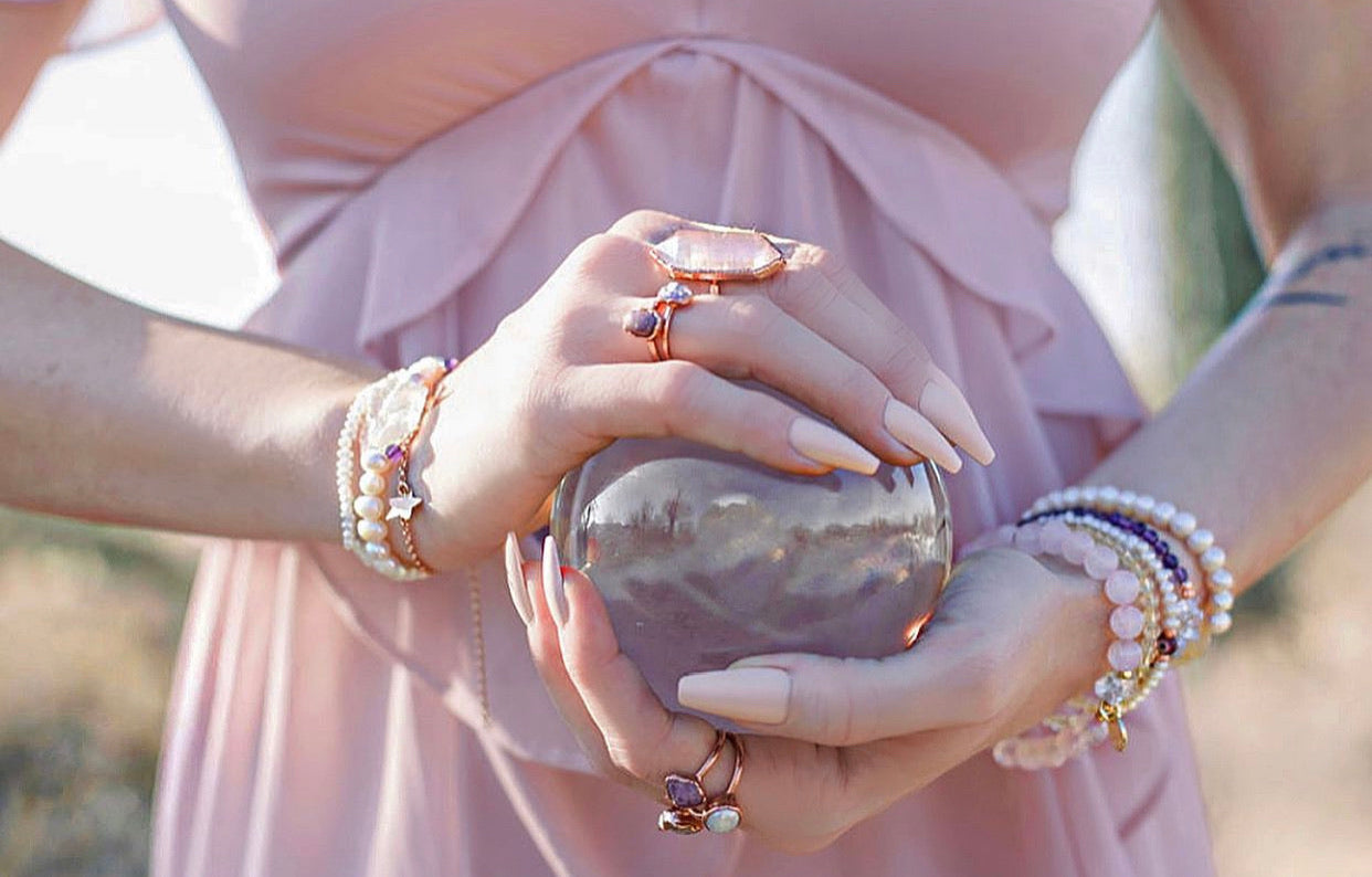 Double Terminated Rose Quartz Cocktail Ring in Copper