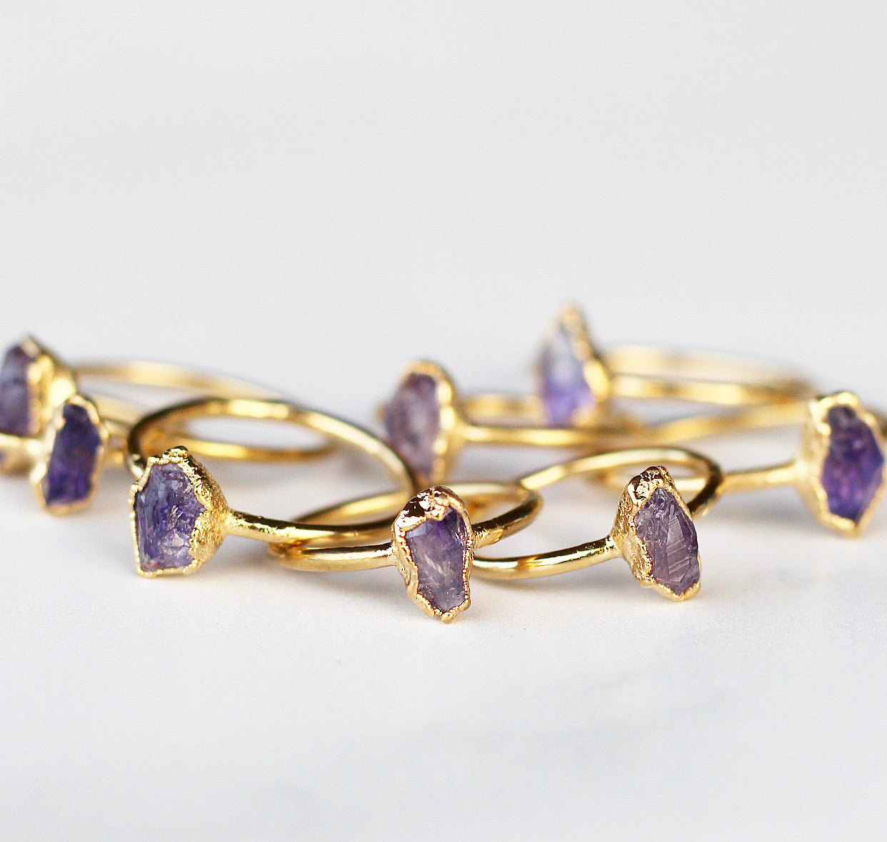 Raw Amethyst Stacking Ring in Gold