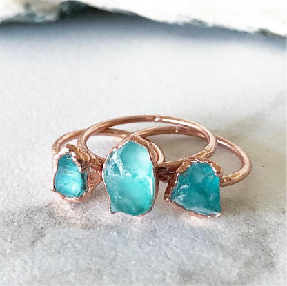 Raw Apatite Stacking Ring in Copper