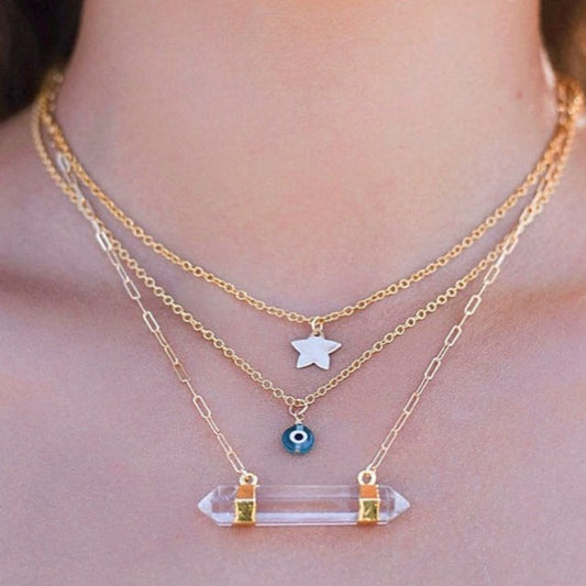 Dainty Evil Eye Necklace, 14K Gold, 14K Rose Gold, Silver