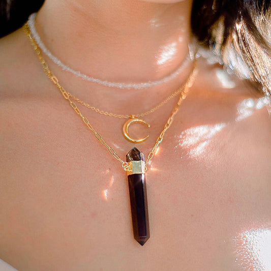 Double Terminated Smoky Quartz Point Pendant