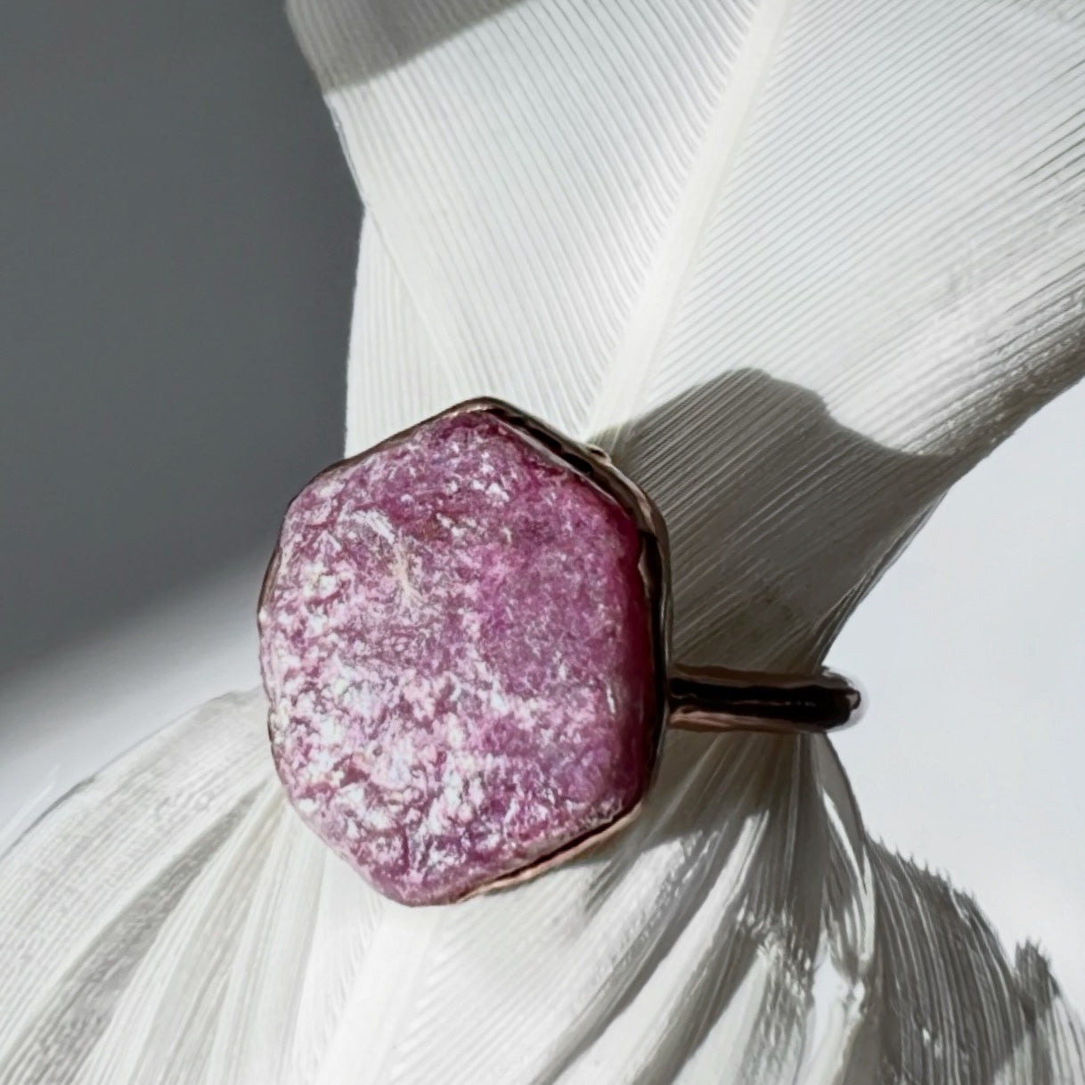 Raw Mozambique Ruby Ring in Copper