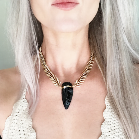 Arrowhead Necklace Obsidian, Gold Statement Choker, Black Arrowhead Necklace, Arrowhead Pendant, Arrowhead Necklace Silver, Gold Boho Choker