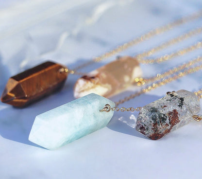 Aquamarine Crystal Necklace, March Birthstone Necklace, Aquamarine Point Pendant, Aquamarine Point Necklace, Genuine Gemstone Necklace