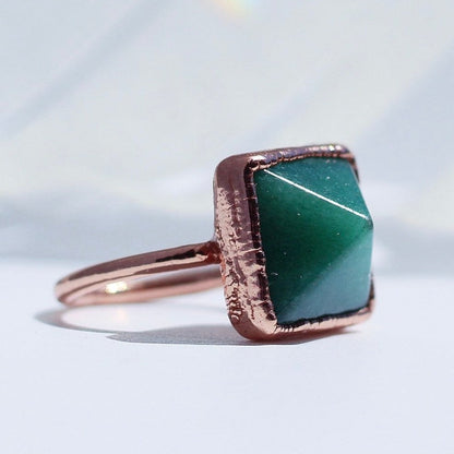 Aventurine Pyramid Ring, Aventurine Eye Crystal Jewelry, Aventurine Crystal Ring, Luck Stone Ring, Polished Aventurine Ring