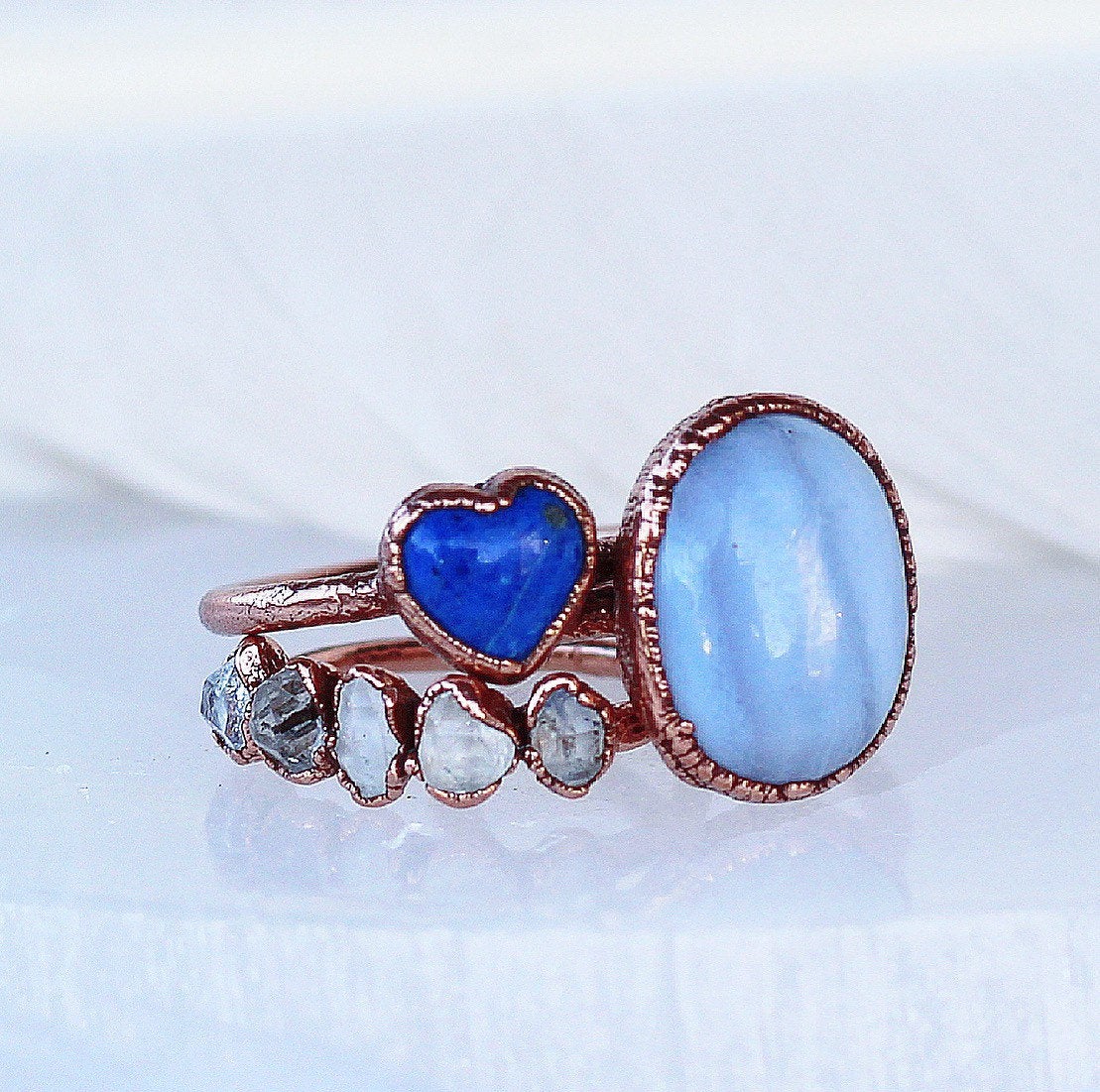 Blue Lace Agate Ring, Blue Lace Agate Crystal Statement Ring, Blue Oval Gemstone Ring, Oval Raw Stone Ring, Blue Lace Agate Stone Jewelry