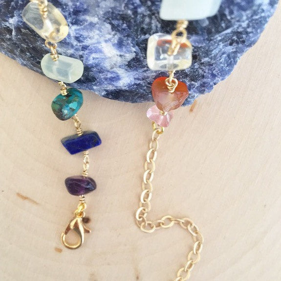 Chakra Gemstone Nugget Choker in 14k Gold Filled or Sterling Silver