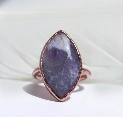 Chunky Amethyst Ring, Chevron Amethyst Ring, Marquise Cut Crystal Ring, Amethyst Cocktail Ring, Big Amethyst Ring, Vertical Amethyst Ring