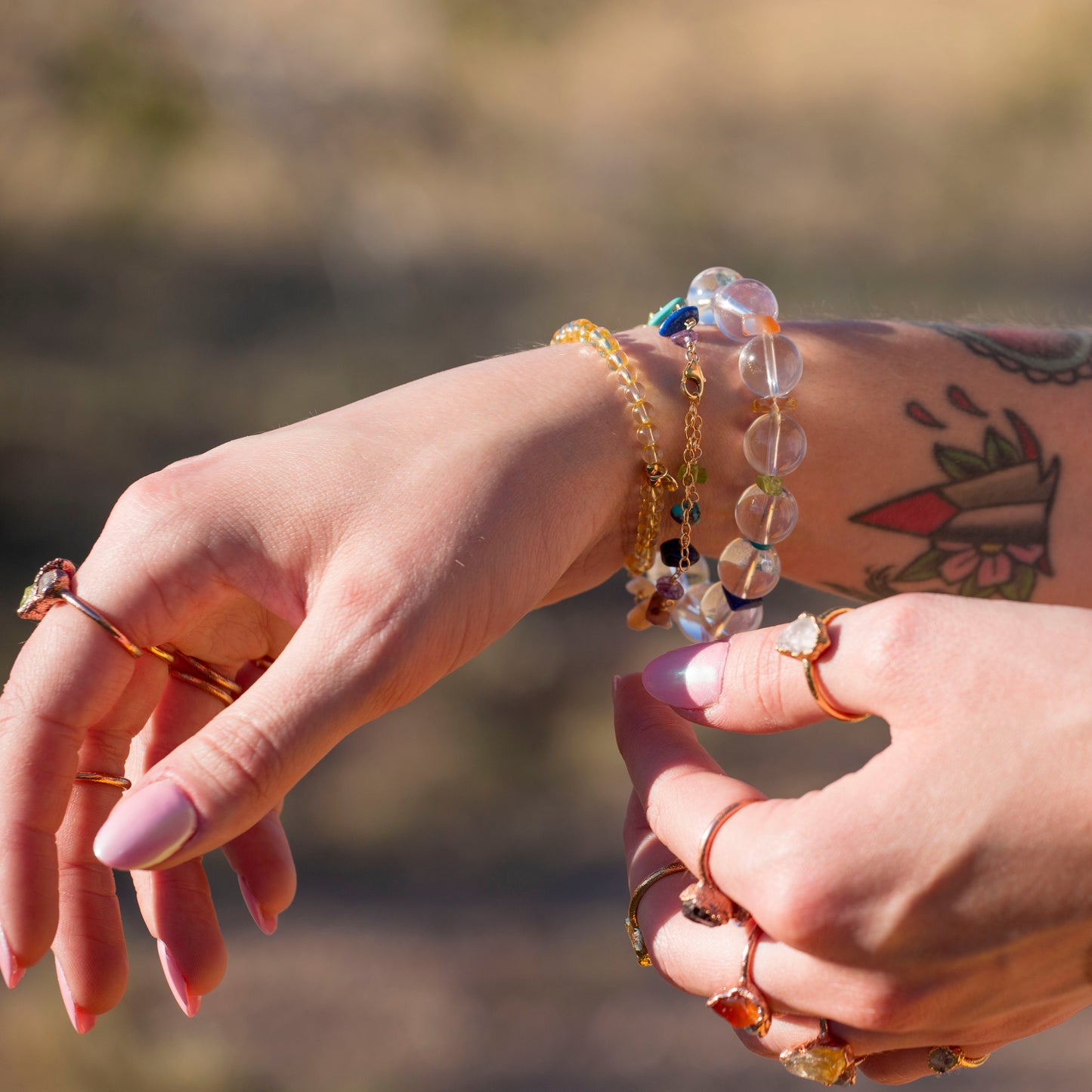Crystal Ball Chakra Stone Stretchy Bracelet