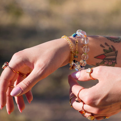 Crystal Ball Chakra Stone Stretchy Bracelet