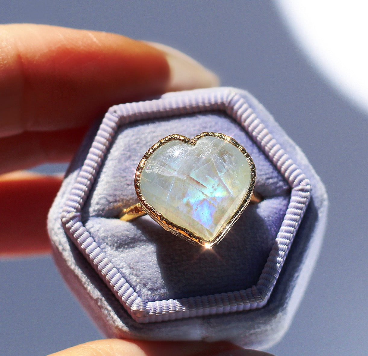 Heart shaped store moonstone ring