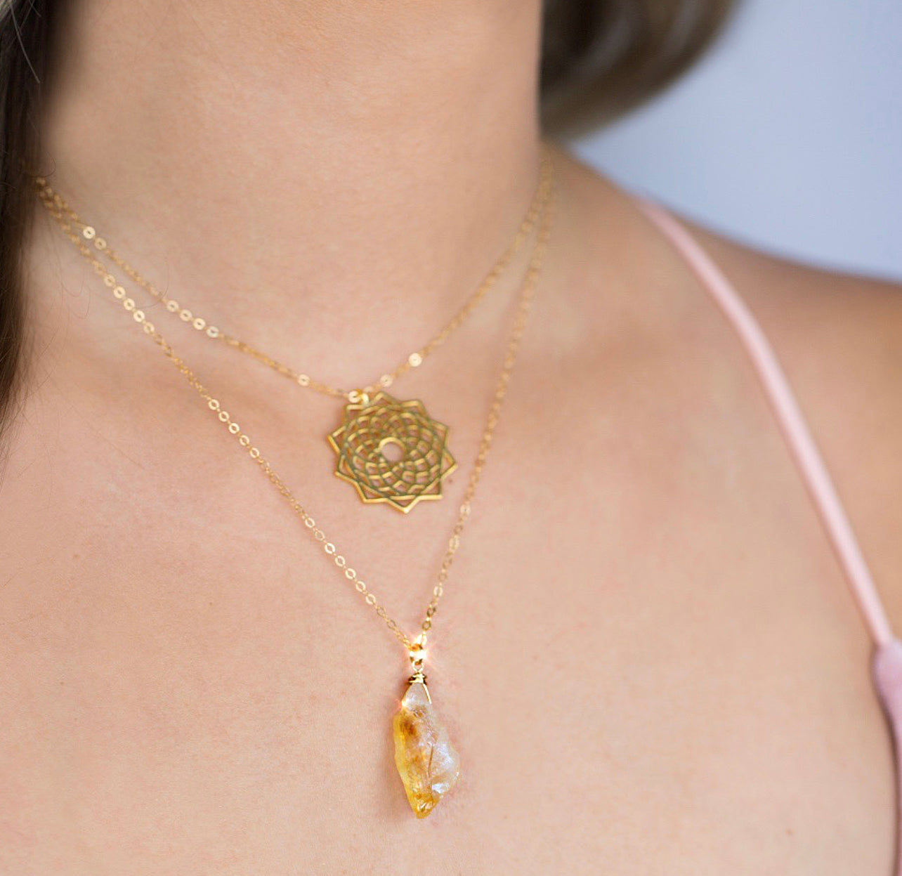 Citrine Nugget Necklace, Gold Filled Necklace, Layering Necklaces, Natural Crystal Stone Necklace, Citrine Jewelry, Crystal Stone Necklace