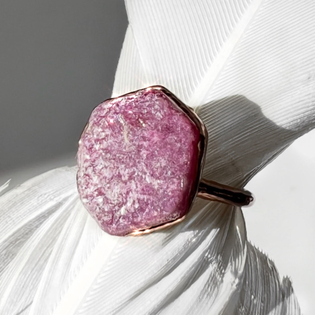 Raw Mozambique Ruby Ring in Copper