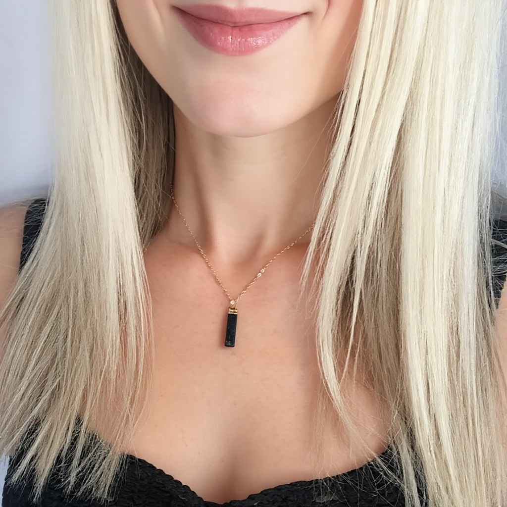 Dainty Black Tourmaline Necklace on 14k Rose Gold Filled Chain