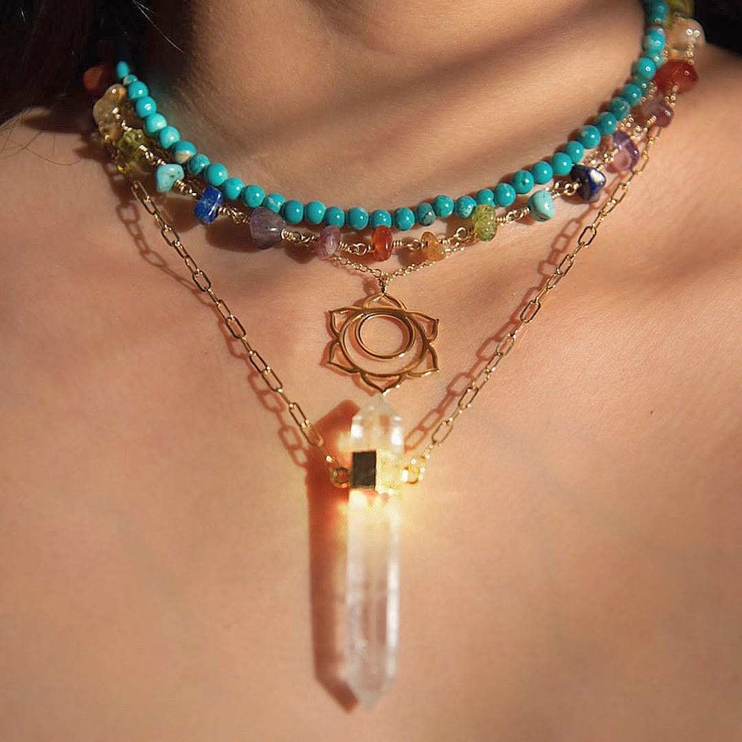 Chakra Gemstone Nugget Choker in 14k Gold Filled or Sterling Silver