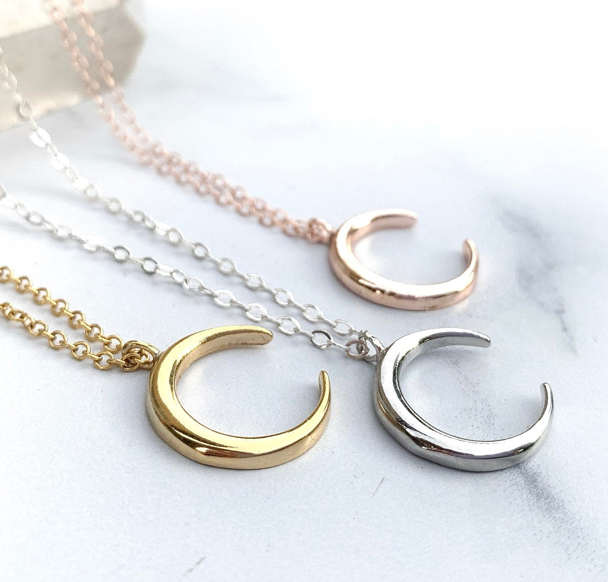 Crescent Moon Necklace, Gold Moon Necklace, Moon Charm Layer Necklace, Celestial Jewelry, Celestial Charm Necklace