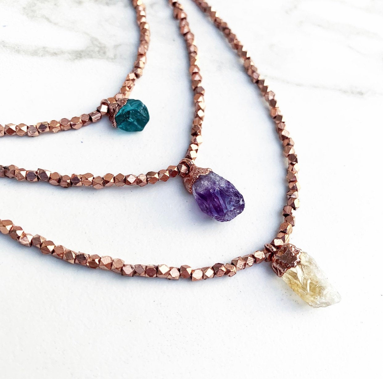 Rough Crystal Choker Necklace, Dainty Crystal Bead Choker, Raw Citrine Choker, Amethyst Stone Choker, Raw Apatite Stone Necklace