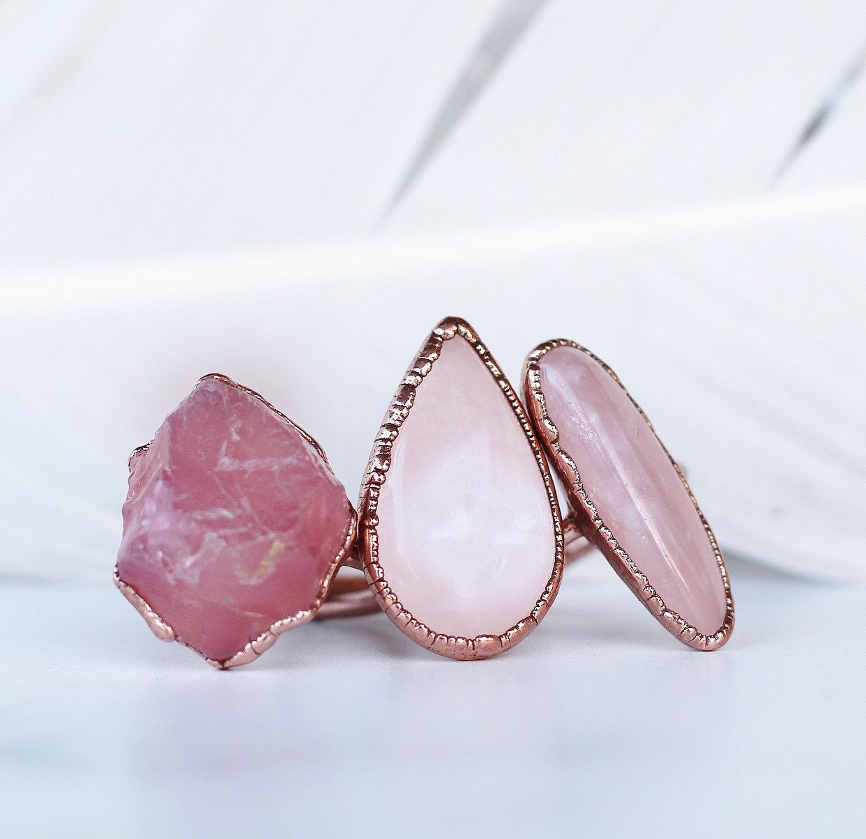 Chunky Rose Quartz Ring, Rose Quartz Raw Stone, Big Rose Quartz Crystal Ring, Raw Rose Quartz Gemstone Ring, Raw Stone Rings