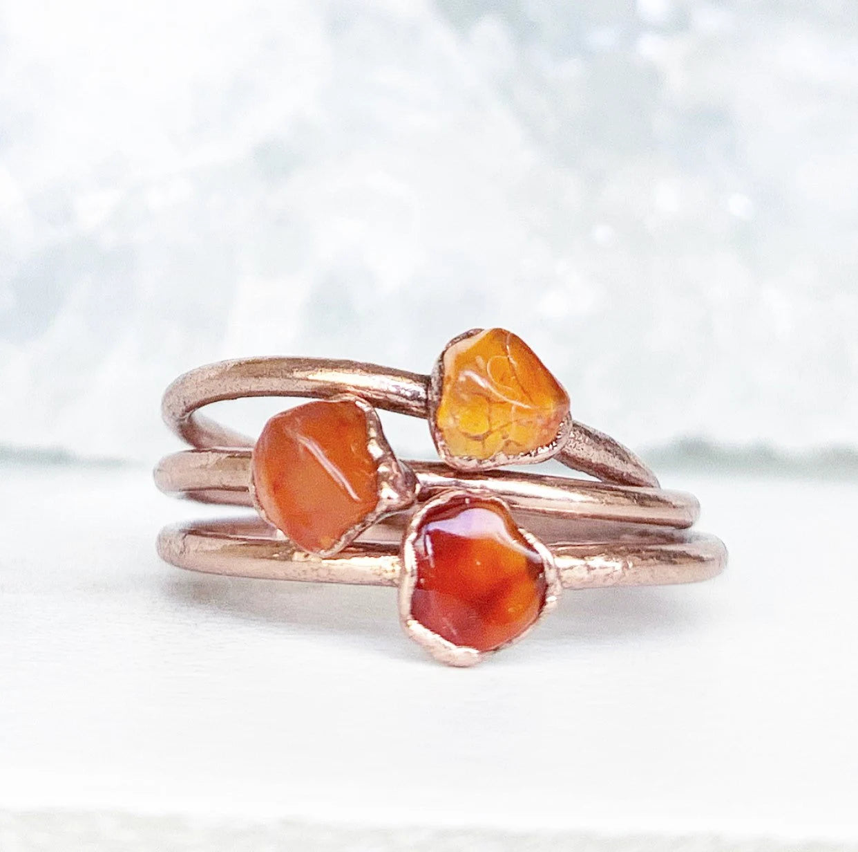 Dainty Carnelian Stone Ring, Delicate Healing Crystal Jewelry, Tiny Carnelian Crystal Ring, Healing Crystal Gift, Raw Stone Stacking Ring
