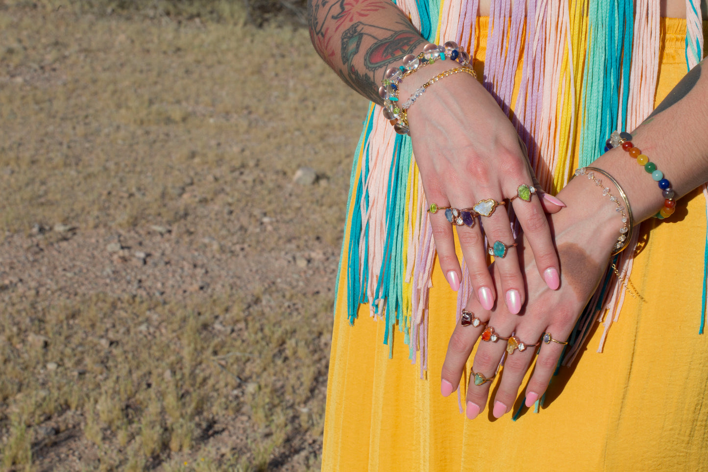 Crystal Ball Chakra Stone Stretchy Bracelet