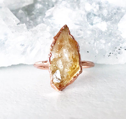Chunky Raw Citrine Ring in Copper, Citrine Engagement Ring