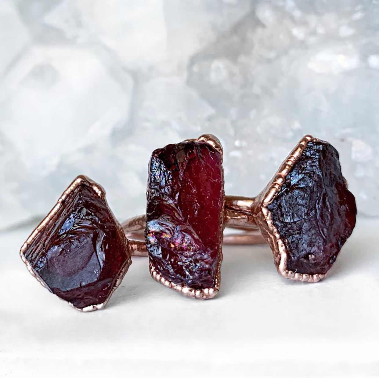 Raw Garnet Gemstone Ring, January Birthstone Ring, Raw Stone Ring, Raw Garnet Ring, Healing Crystal Ring, Raw Crystal Rings