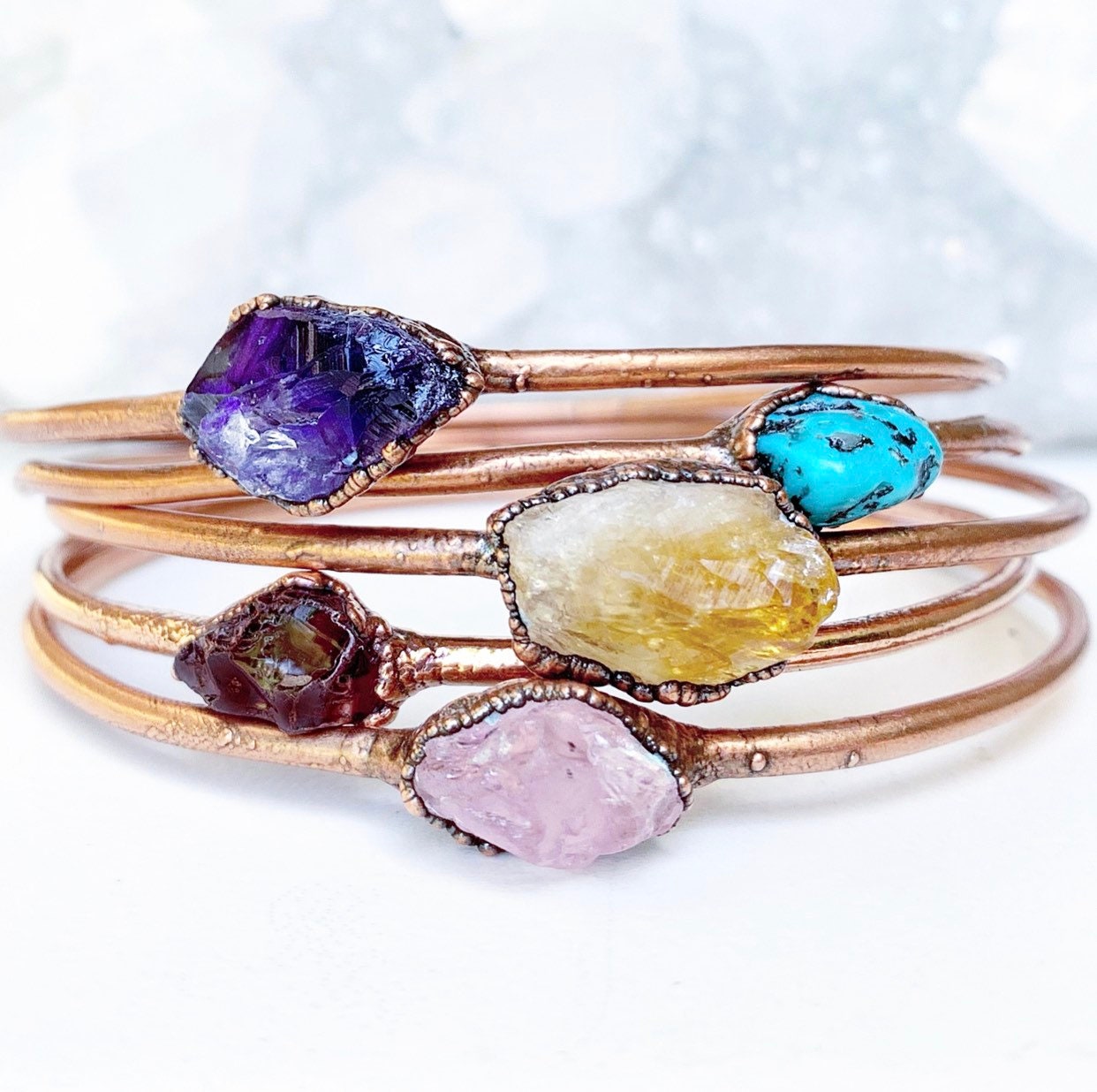 Gemstone Nugget Bangle Bracelet