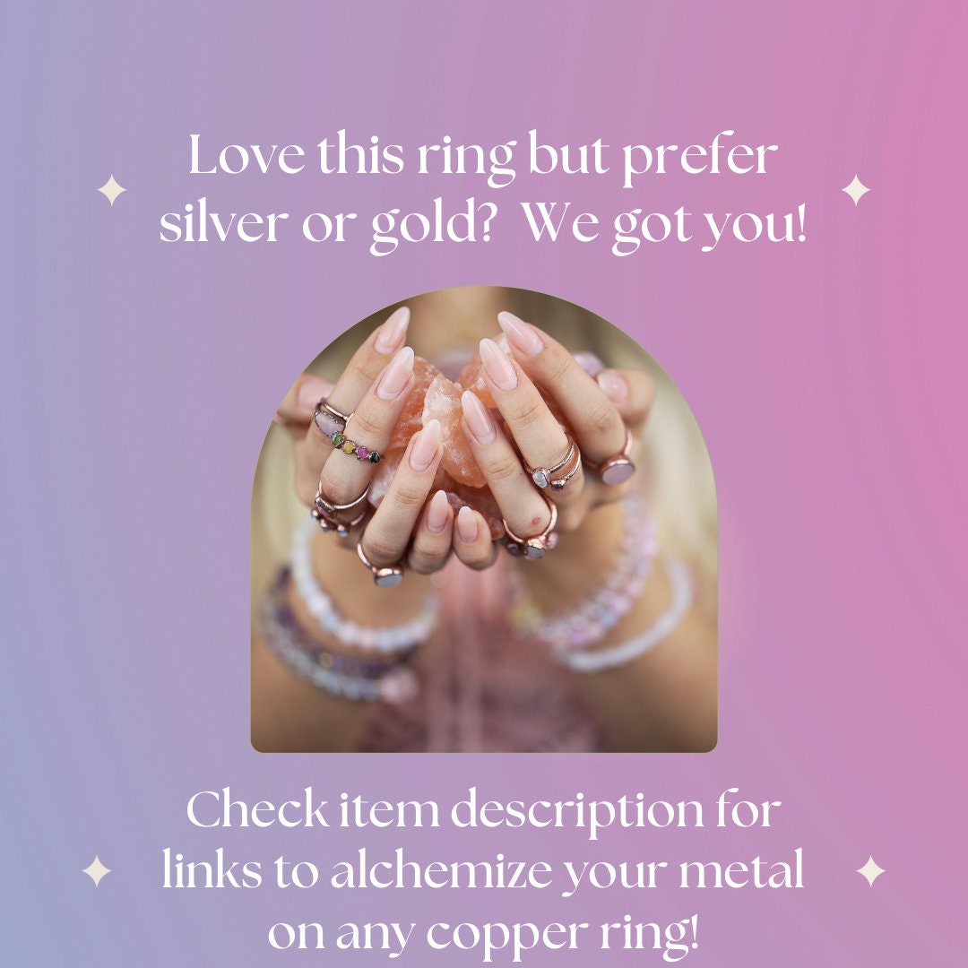 Raw Pink Amethyst Nugget Ring on Copper Band- Natural and Boho Style Gemstone Jewelry