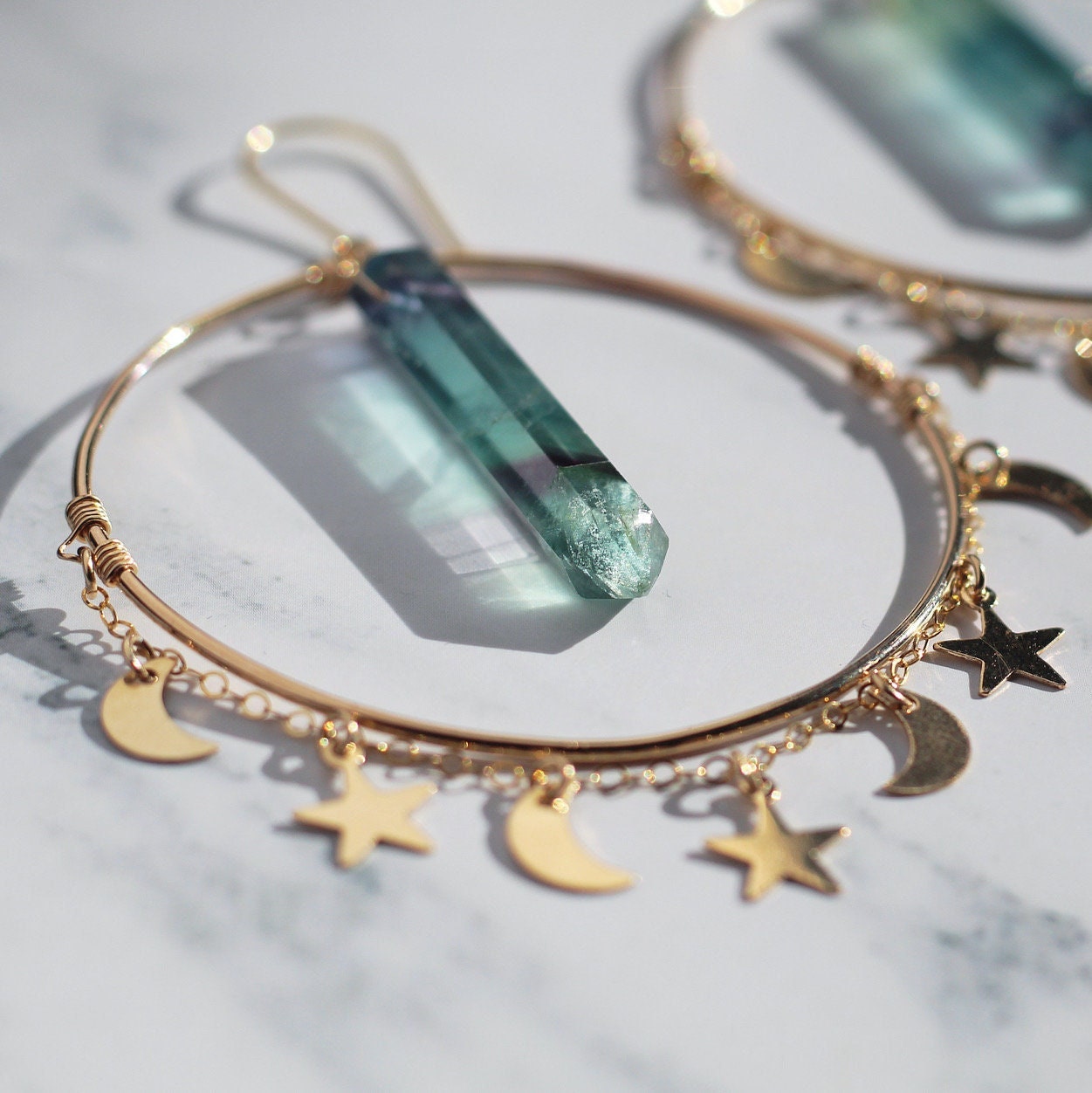 Pick Your Crystal- Stargazer Statement Hoops in 14k Gold Filled or Sterling Silver