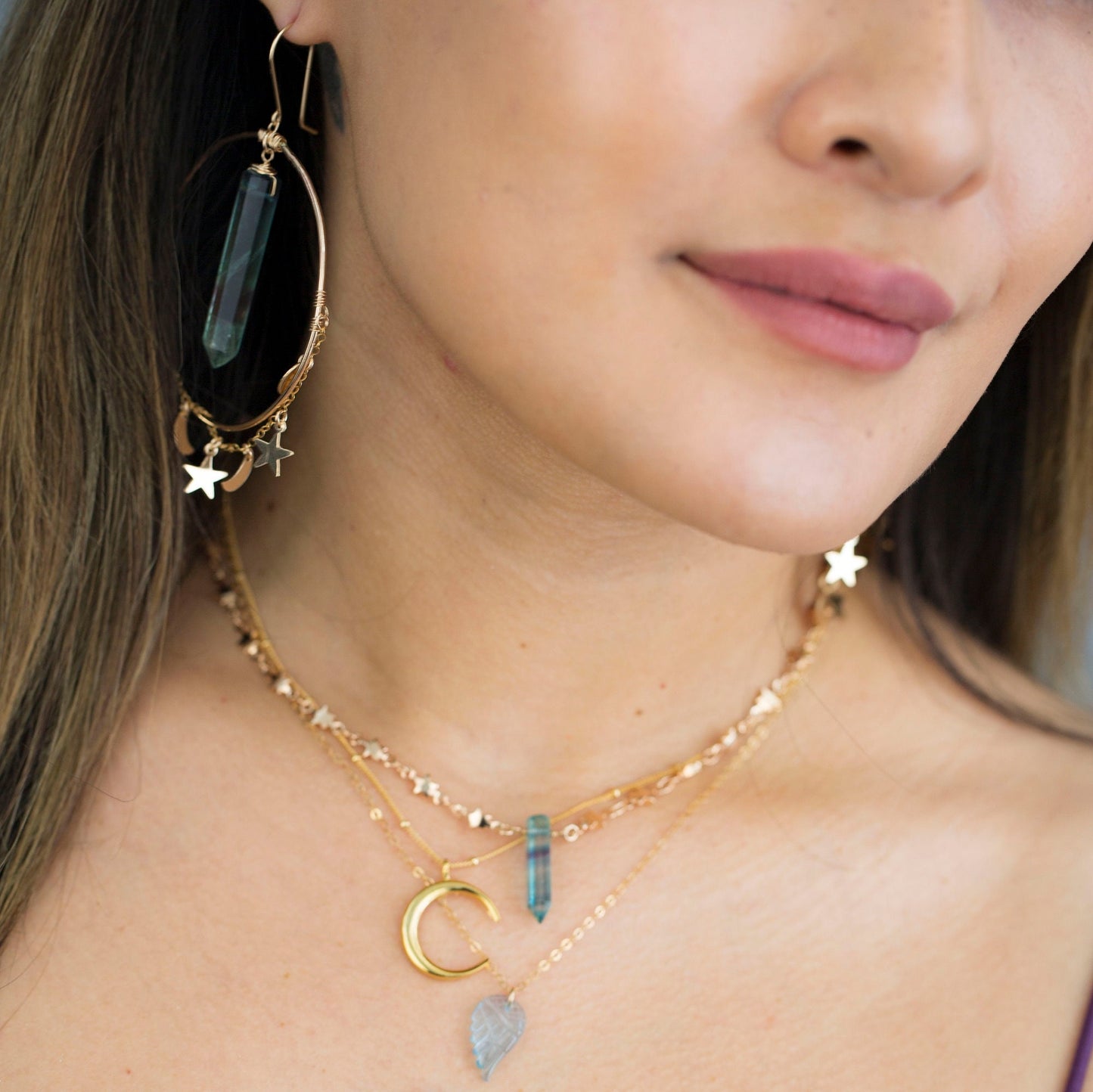 Pick Your Crystal- Stargazer Statement Hoops in 14k Gold Filled or Sterling Silver