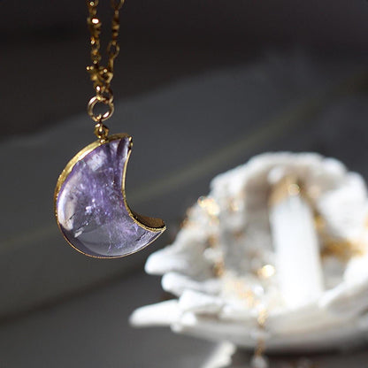 Amethyst Moon Necklace, Amethyst Moon Jewelry, Crescent Moon Necklace Large, Crescent Moon Necklace Star, Moon and Star Necklace, Moon Lover