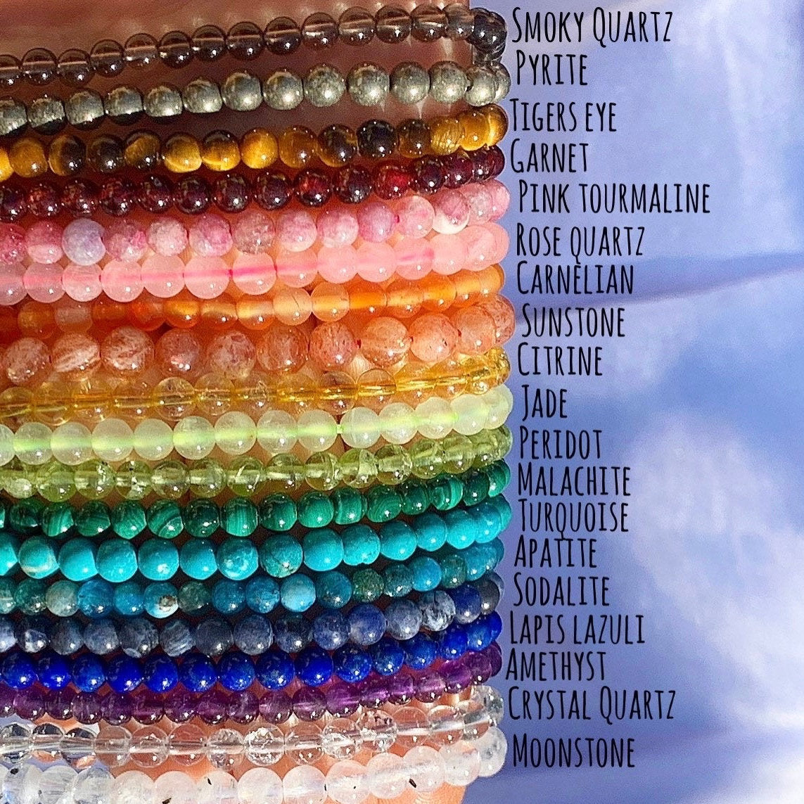 Dainty Customizable Gemstone and Crystal Quartz Stretchy Bracelet