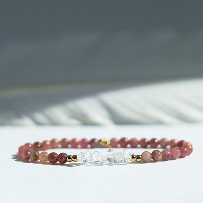 Dainty Customizable Gemstone and Crystal Quartz Stretchy Bracelet