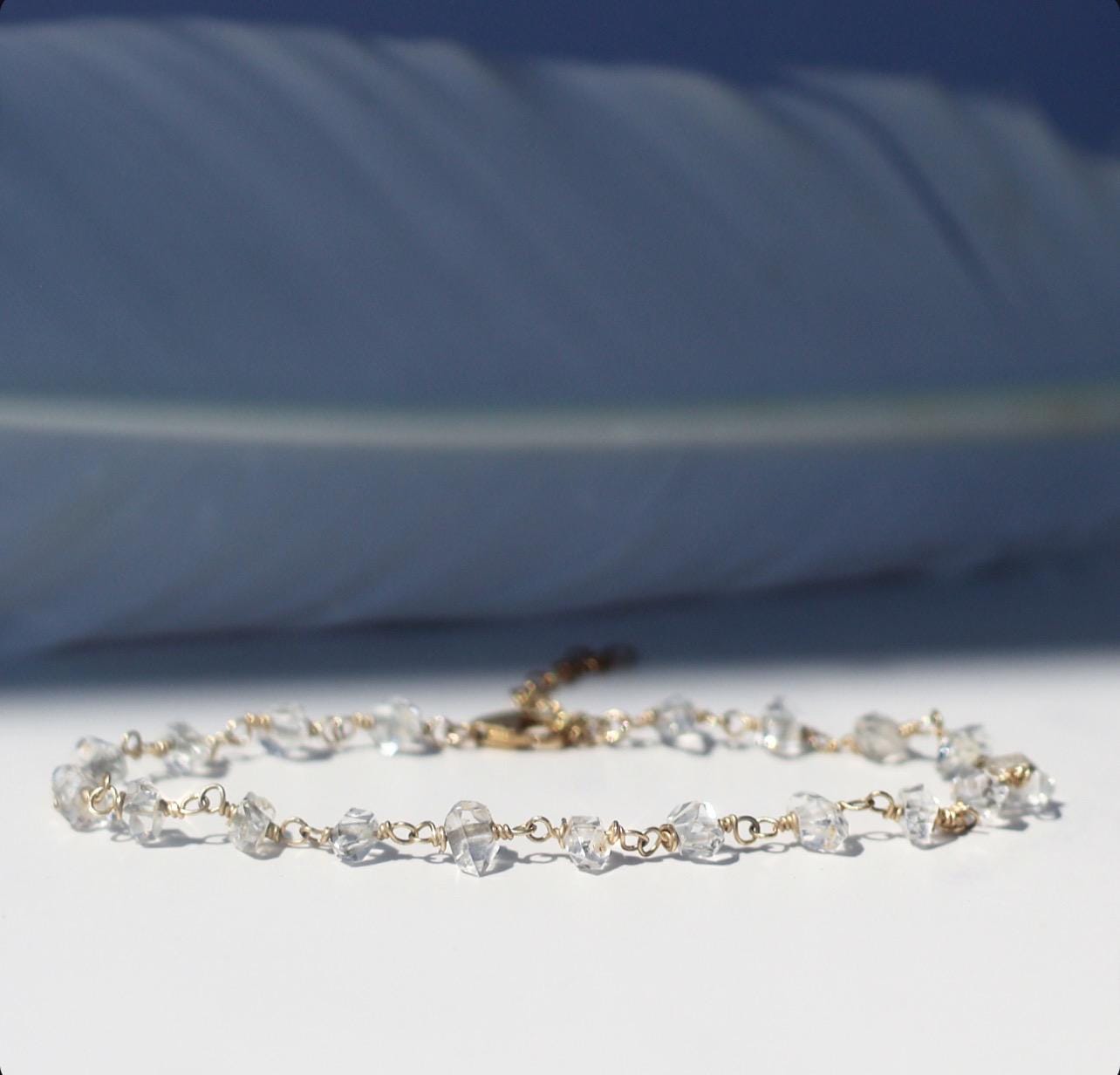 Herkimer Diamond Bracelet, Herkimer Diamond Beaded Bracelet, AAA Quality Herkimer Diamond Bracelet, Healing Crystal Bracelet, Bracelet Gift