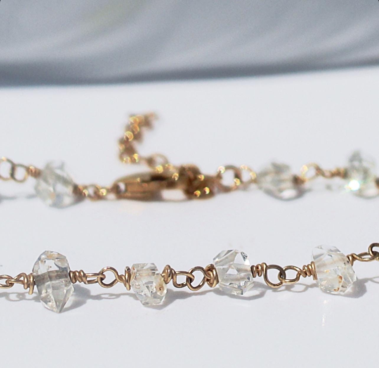 Herkimer Diamond Bracelet, Herkimer Diamond Beaded Bracelet, AAA Quality Herkimer Diamond Bracelet, Healing Crystal Bracelet, Bracelet Gift