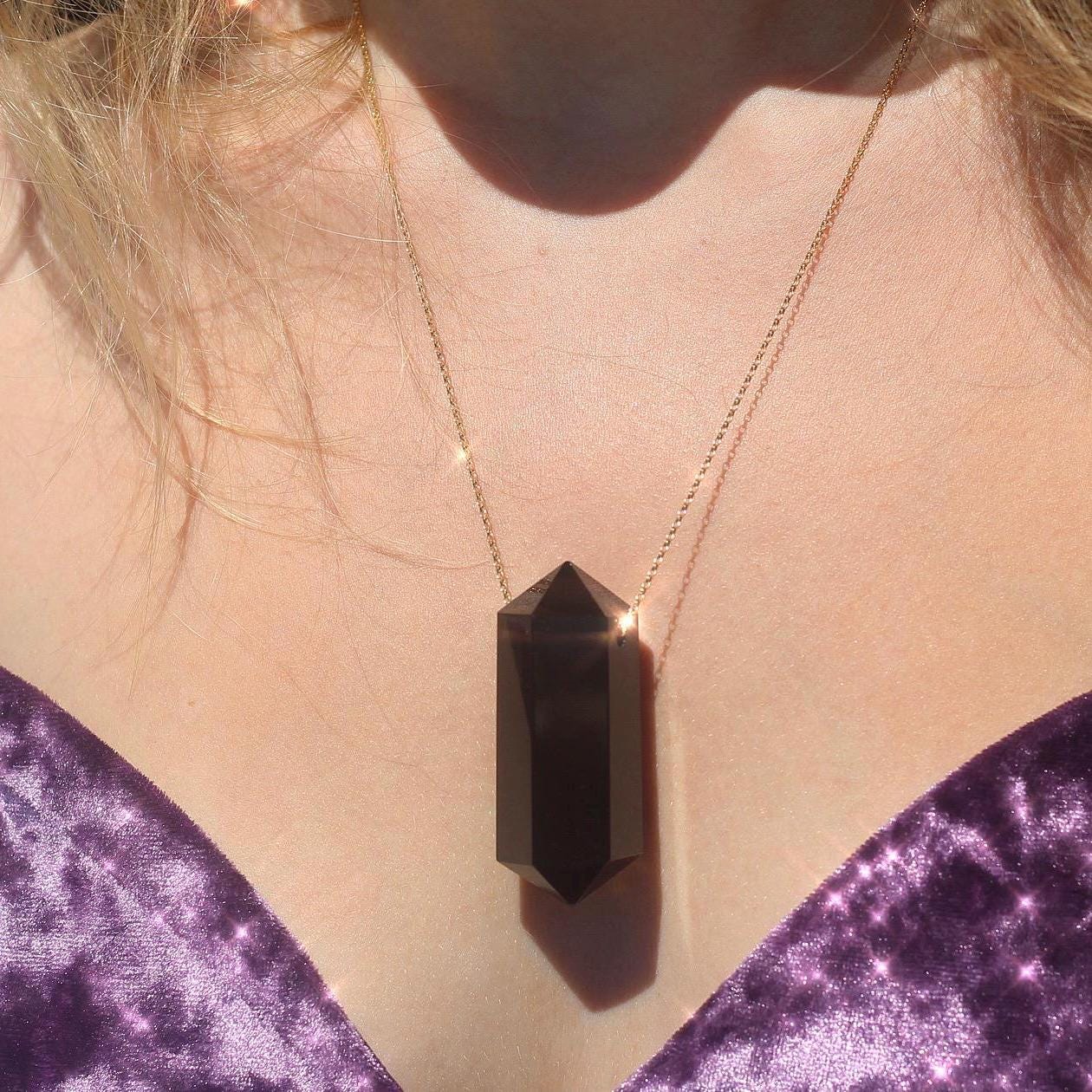 Large Smoky Quartz Necklace, Big Crystal Point Pendant, Raw Smoky Quartz Pendant, Crystal Necklace for Protection, Smoky Quartz Crystal