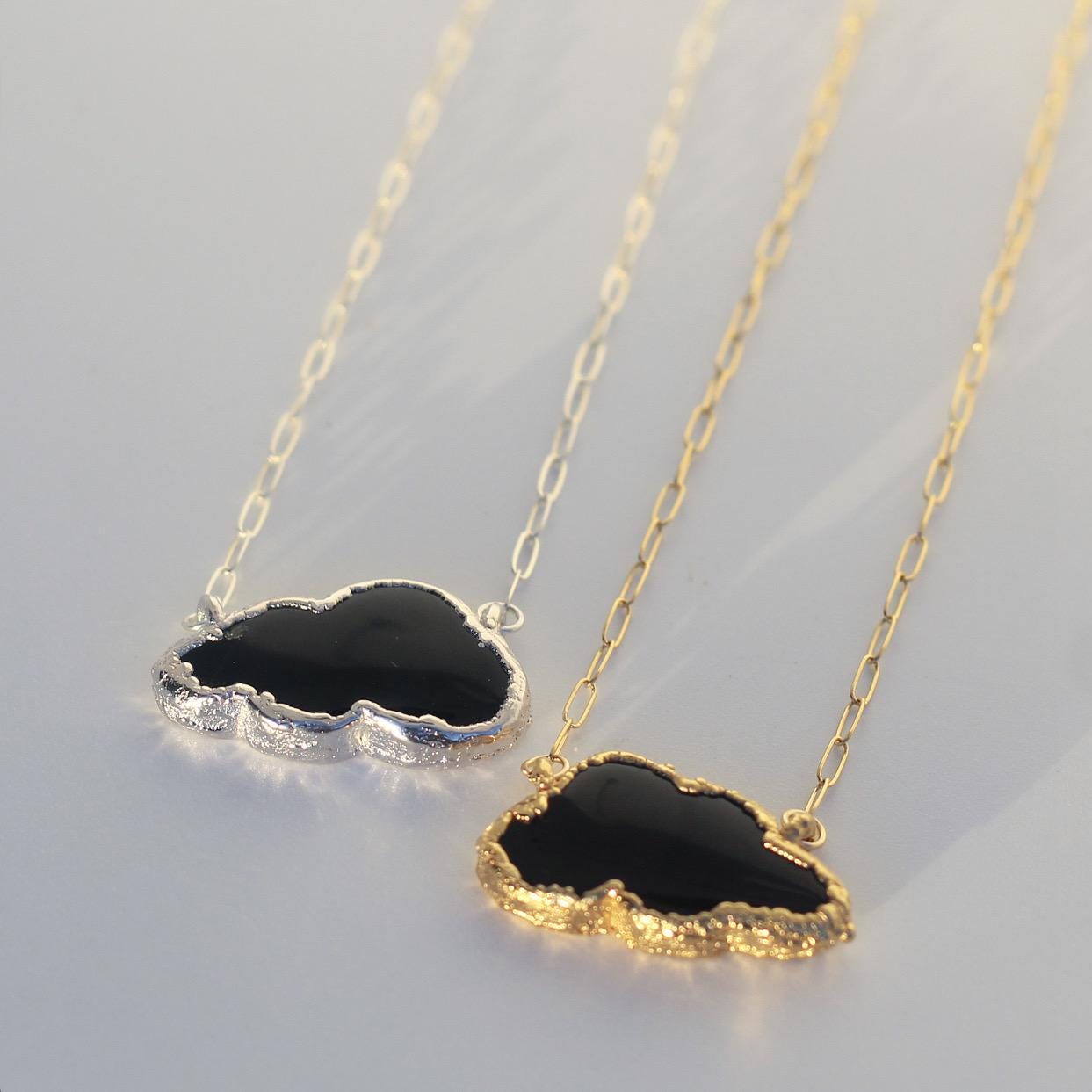 Black Cloud Necklace, Cloud Jewelry Gift, Silver Lining Cloud Gift, Dark Cloud Jewelry, Silver Lining Gift for Her, Positivity Gift Jewelry