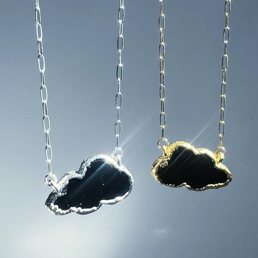 Black Cloud Necklace, Cloud Jewelry Gift, Silver Lining Cloud Gift, Dark Cloud Jewelry, Silver Lining Gift for Her, Positivity Gift Jewelry