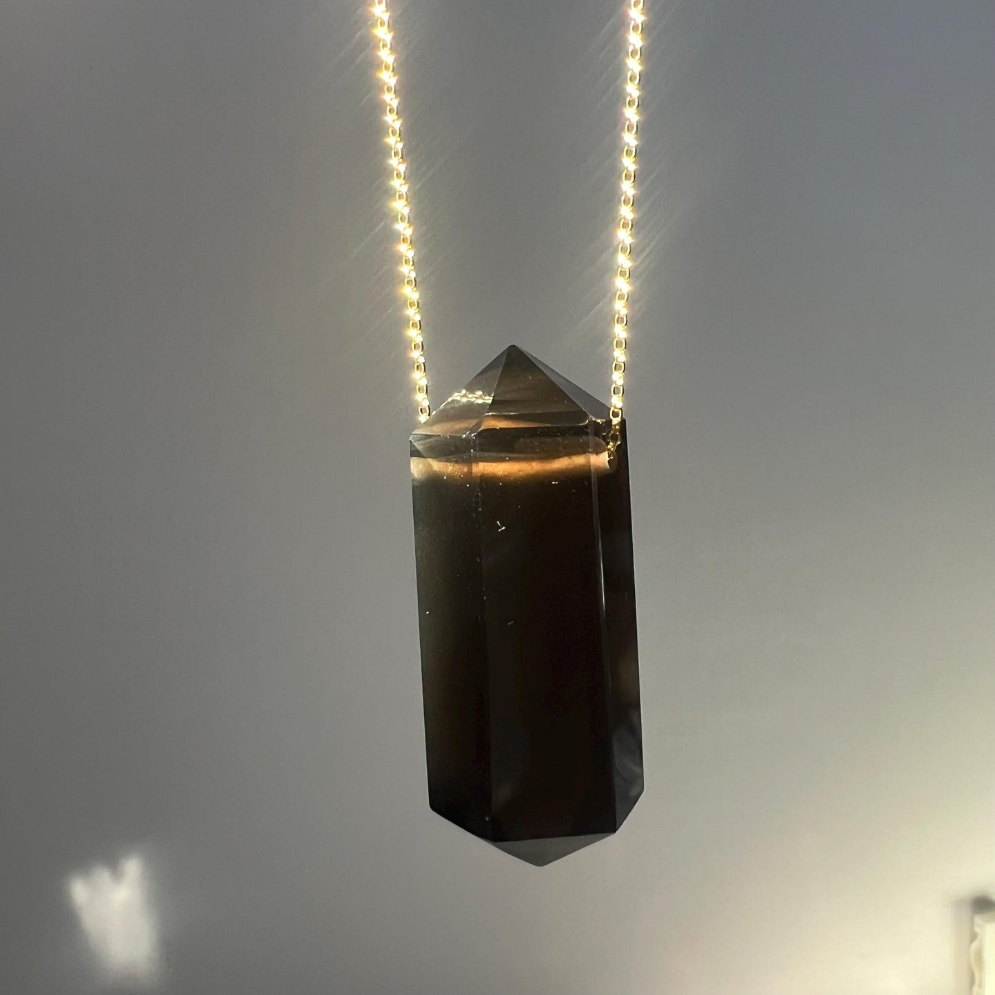 Large Smoky Quartz Necklace, Big Crystal Point Pendant, Raw Smoky Quartz Pendant, Crystal Necklace for Protection, Smoky Quartz Crystal