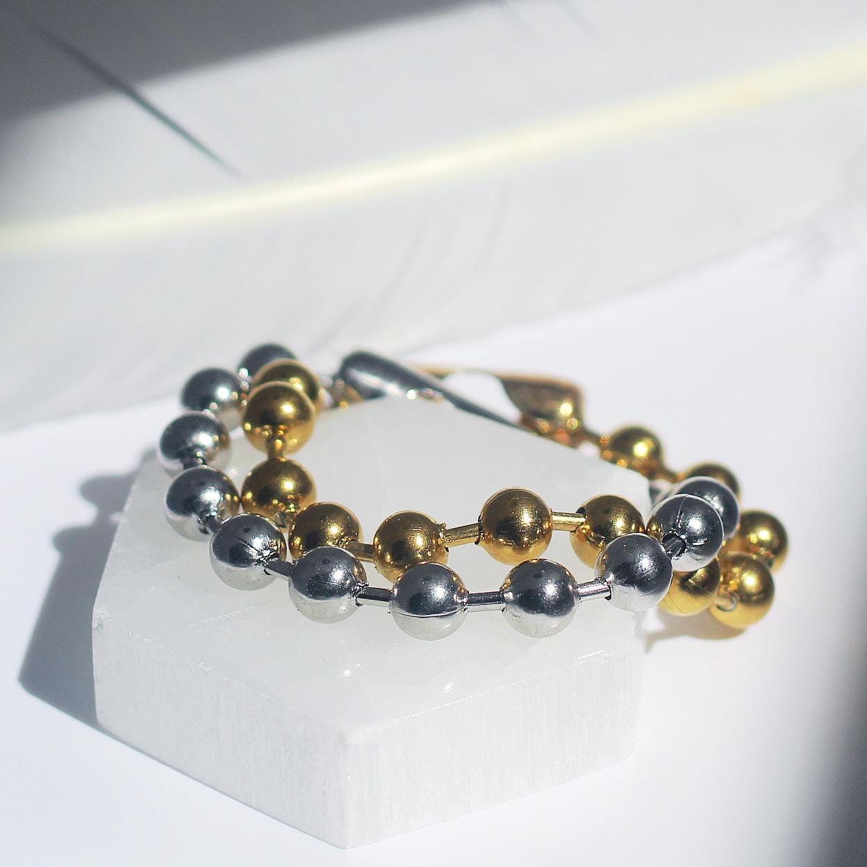 Gold Ball Chain Bracelet Women, 90s Style Ball Chain Bracelet, Bold Chain Bracelet, Gold Statement Bracelet, Non Tarnish Gold Bracelet