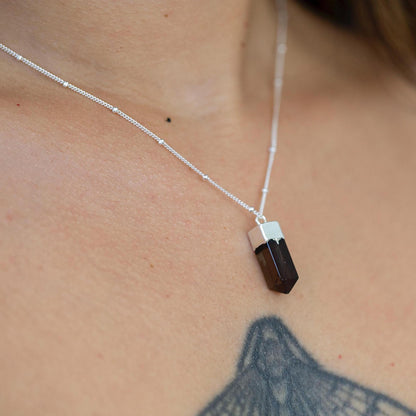 Dainty Smoky Quartz Necklace, Dark Crystal Necklace, Delicate Smoky Quartz Pendant, Protection Crystal Necklace, Grounding Crystal Necklace