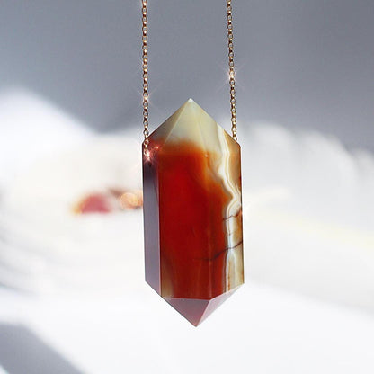 Large Carnelian Necklace, Genuine Carnelian Necklace, Carnelian Pendant Jewelry, 14k Gold Filled Crystal Necklace, Sterling Silver