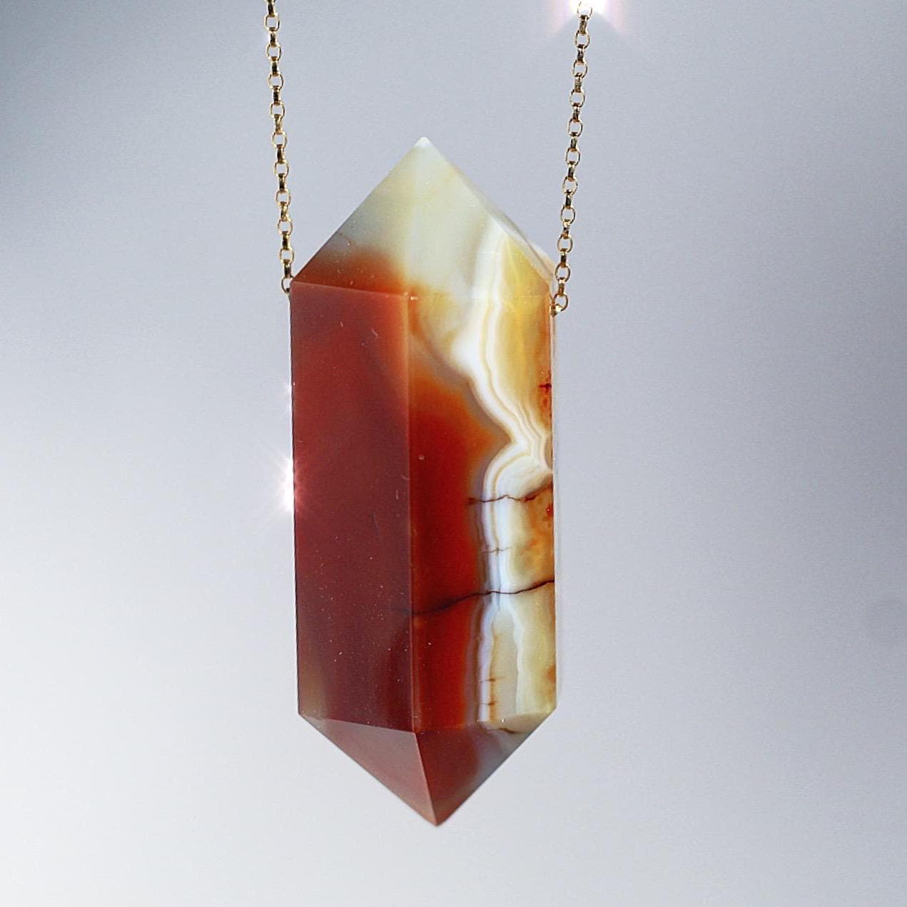 Large Carnelian Necklace, Genuine Carnelian Necklace, Carnelian Pendant Jewelry, 14k Gold Filled Crystal Necklace, Sterling Silver