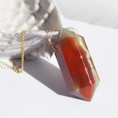 Large Carnelian Necklace, Genuine Carnelian Necklace, Carnelian Pendant Jewelry, 14k Gold Filled Crystal Necklace, Sterling Silver