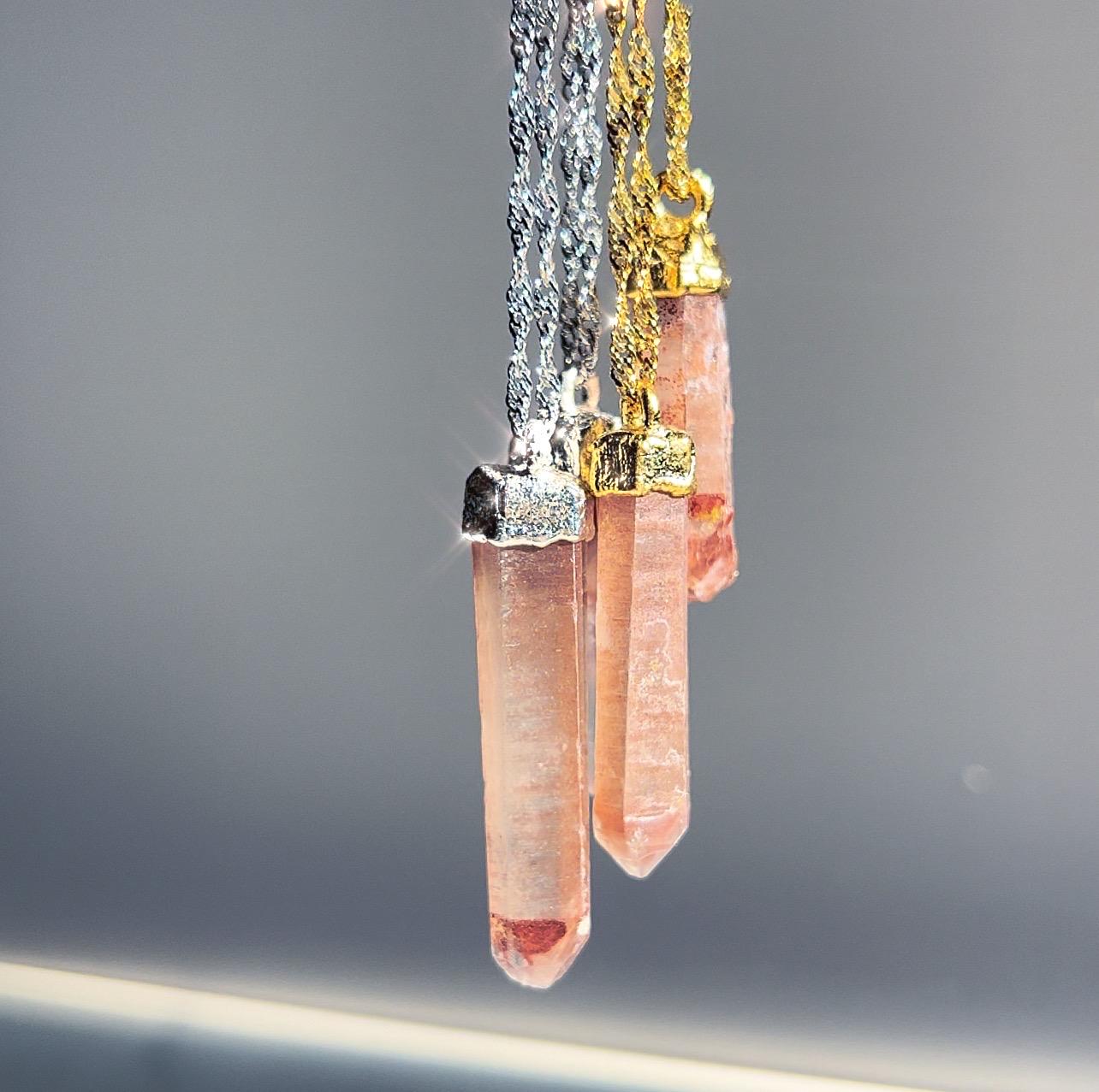 Lithium Quartz Necklace, Lithium Quartz Pendant, Rare Crystal Necklace, Healing Crystal Necklace, Crystal Necklace with Inclusions