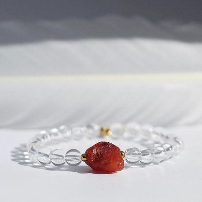 Carnelian and Clear Quartz Bracelet, Crystal Bracelets for Women, Carnelian Bracelets for Women, Carnelian Bead Bracelet, Carnelian Quartz