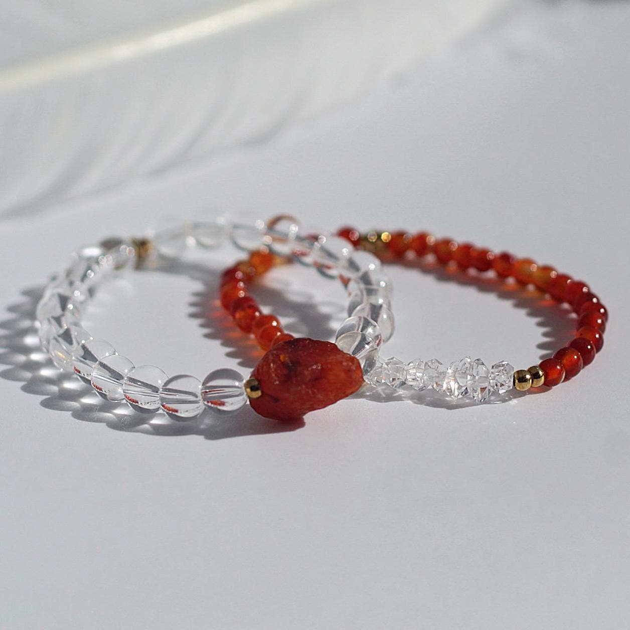 Carnelian and Clear Quartz Bracelet, Crystal Bracelets for Women, Carnelian Bracelets for Women, Carnelian Bead Bracelet, Carnelian Quartz